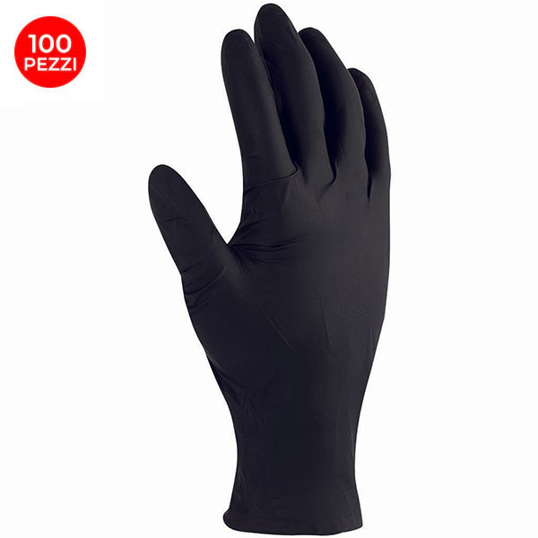 U-POWER Guanti ONE Shot Black in Nitrile Colore Nero CONF.DA PZ.100